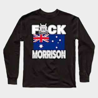 CONVOY TO CANBERRA FREEDOM RALLY AUSTRALIA FLAG HEARTS DESIGN WHITE LETTERS F-CK MORRISON Long Sleeve T-Shirt